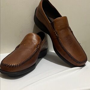 Neil M Tan Leather Slip-On Loafers